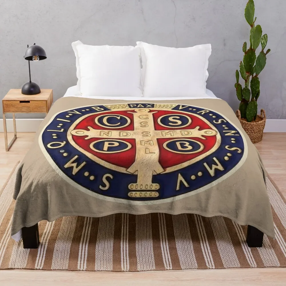 The Medal of Saint Benedict, Saint Benedict Throw Blanket Furry Bed Fashionable wednesday For Decorative Sofa Blankets