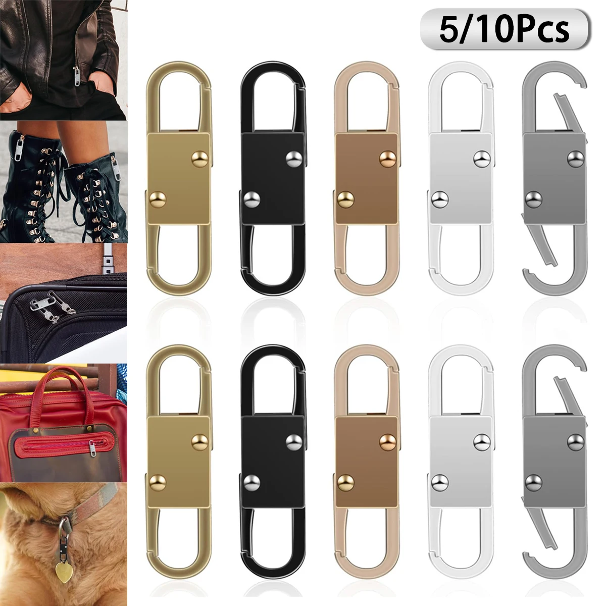 

Detachable Zipper Puller Clip Zipper Tab Repair Kit Double Opening Metal Zipper Replacement Slider for Suitcases Bags Clothing