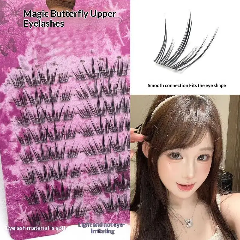 DIY Natural Feather Curl Lashes Glue-Free Segmented Individual Foxes Eyelash Extension Fluffy Single Clusters False Eyelashes