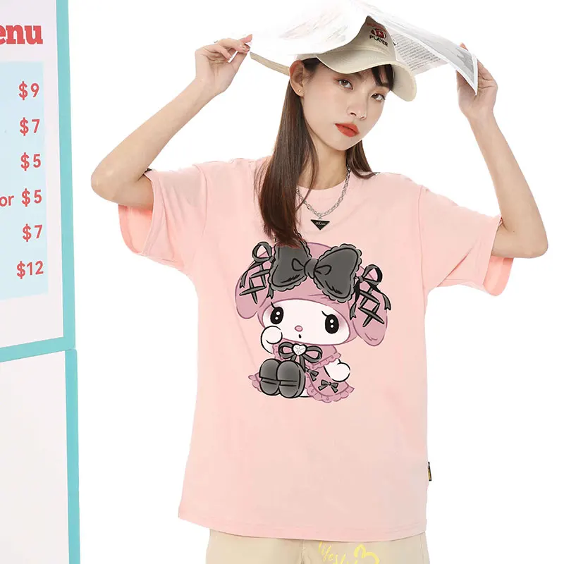 Sanrio Melodie Joint Kurzarm T-Shirt weibliche Sommer Boudoir Kleid gedruckt Top Kinder Melodie Kleidung Baumwolle