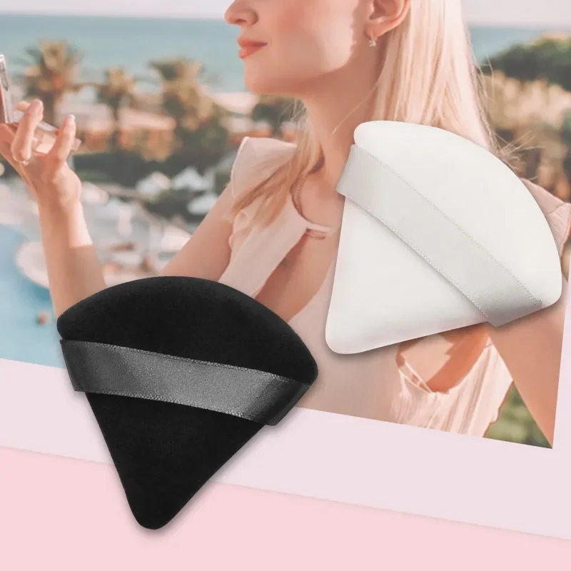 1/5Pcs Triangle Velvet Powder Puff Flours Mini Face Makeup Sponge Cosmetics Soft Cotton Face Powder Puff Washable Lightweight