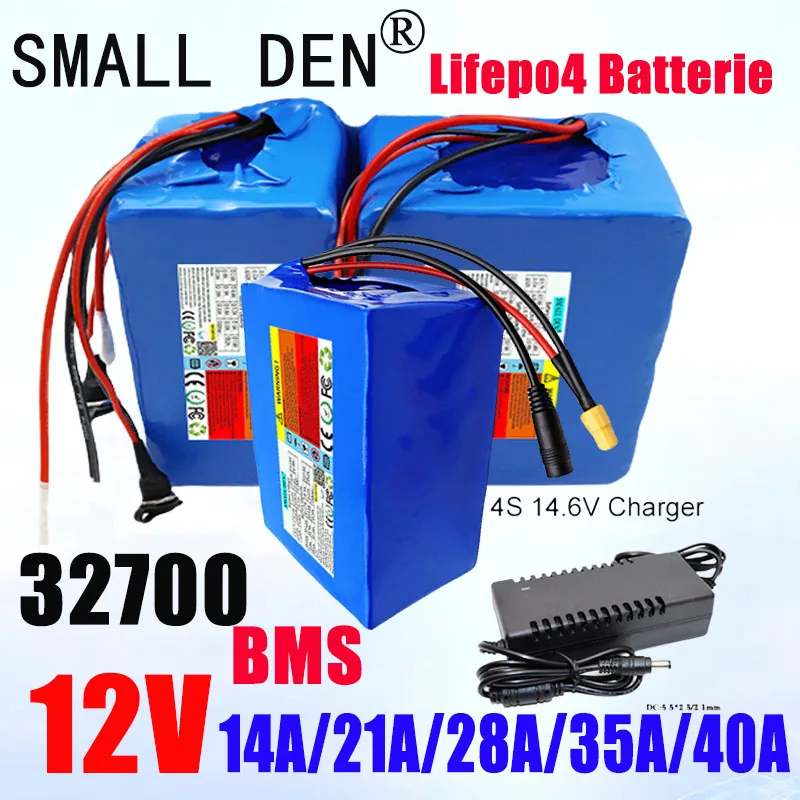 

12V Lifepo4 battery 4s-32700 14ah 21ah 28ah 35ah 40ah high-performance with BMS rechargeable battery+14.6V 5A charger