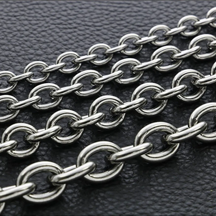 Fashion Stainless Steel Non-weld Thick Wide Cross Chain Ring Interlocking Chain Large O-chain Titanium Steel Hot Sale