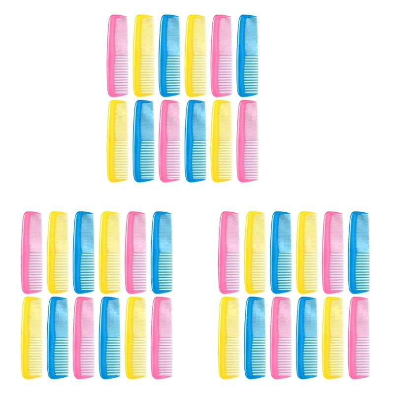 36 Pieces Colorful Hair Combs Set For Kids Women Men Colorful Plastic Fine Dressing Comb (Pink, Yellow, Blue)