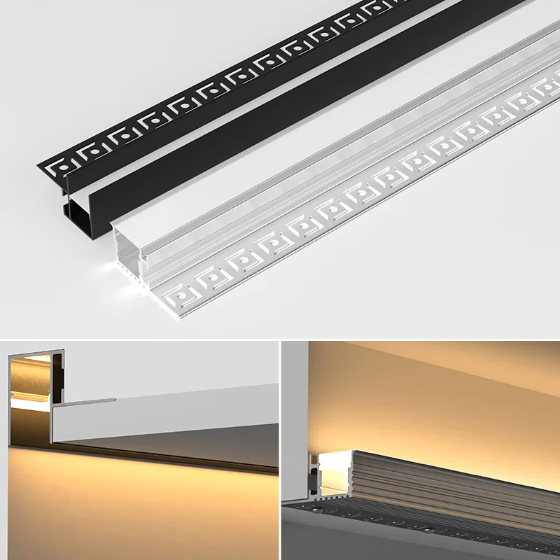 1m rahmenlose eingebettete Decke LED Aluminium Profil lineare Bar Streifen Licht für Gipskarton platte versteckte Hintergrund beleuchtung Linie Eck