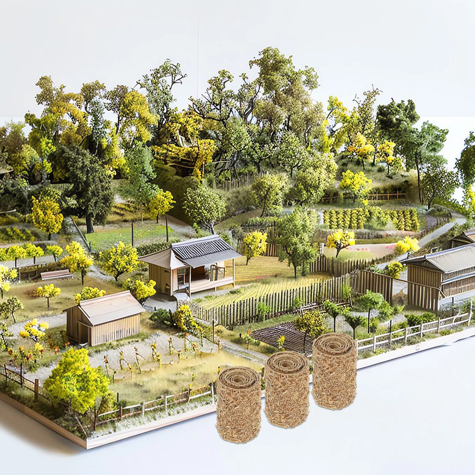 4Pcs Miniature Hay Bale Rustic Farm Scene Decoration Mini Garden Table Centerpiece Craft Supplies Mini Fake Haystack for Scene