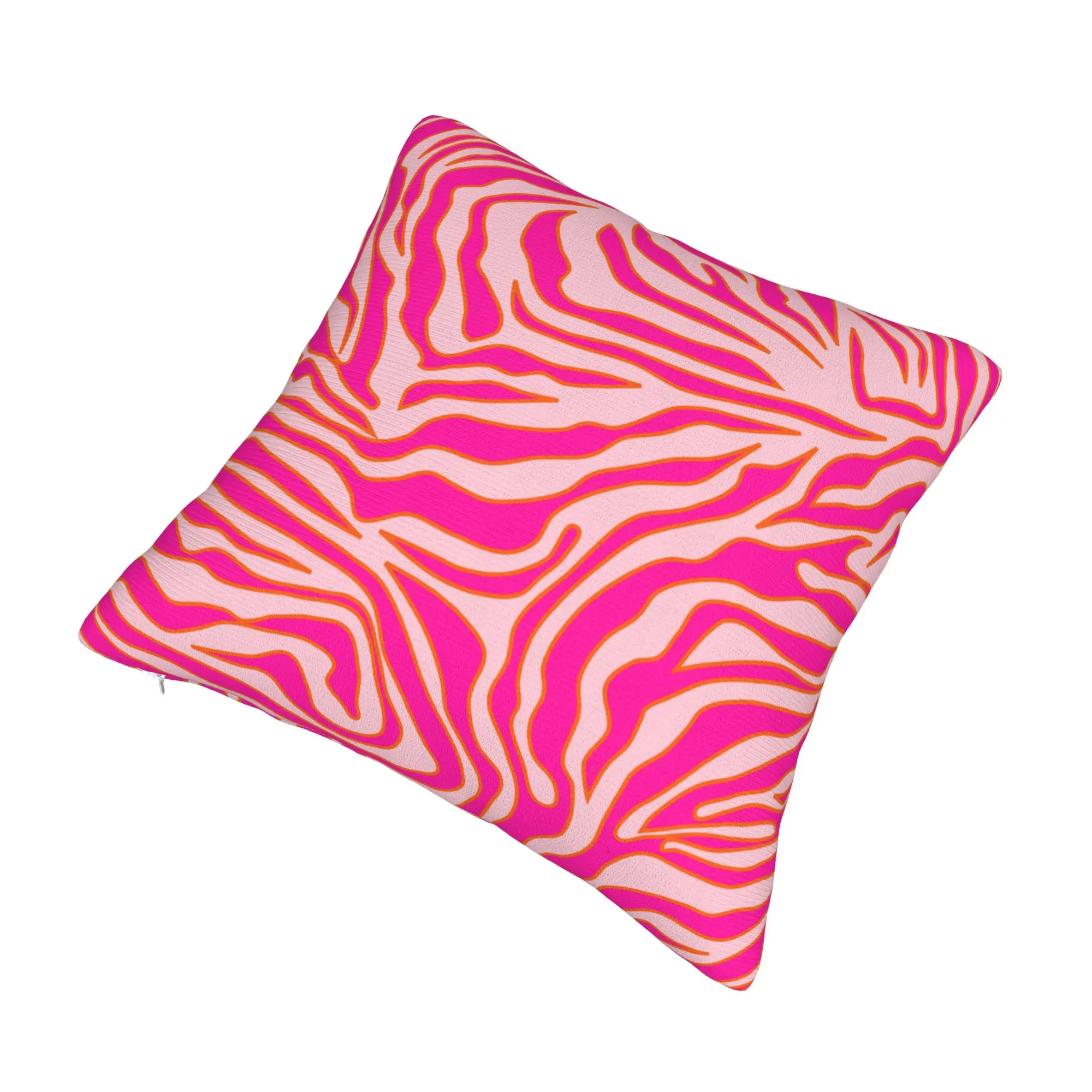 Zebra Stripes Pink Orange Wild Animal Print Pillowcase Soft Cushion Cover Decoration  Throw Pillow Case Cover Home Square