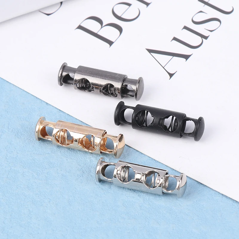 10Pcs Metal Double Hole Head Spring Buckle Cord Lock Elastic Adjustment Buckles Tightening Fasteners Locks Sewing Tools