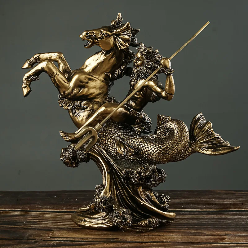 Creative Poseidon Statue, Greek Sea God Resin Sculpture, Magnificent Greek Roman Mythology, Home and Office Decoration