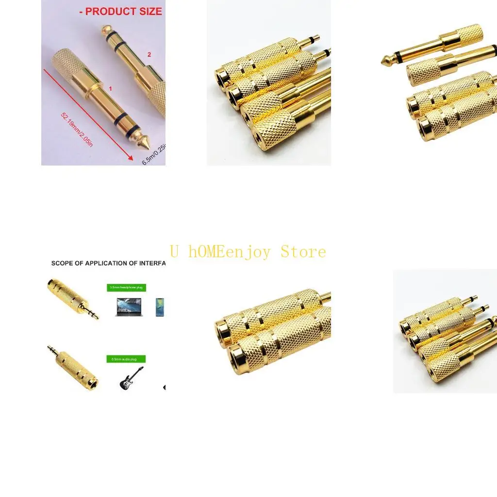 B0KF Professional 3.5mm to 6.5mm Gold Plate AntiCorrosion Mono Adapter Audios Plugs