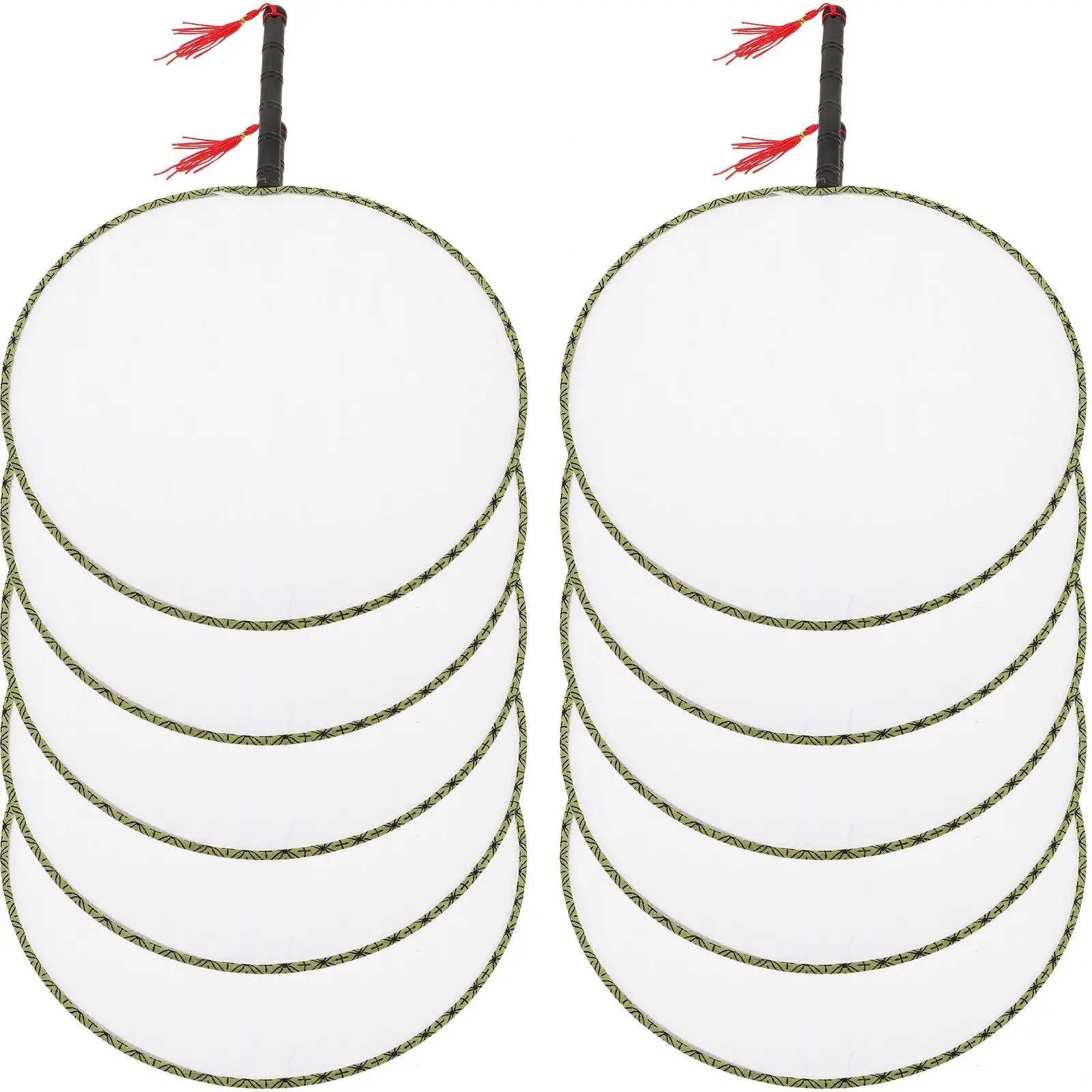 

10 Pcs Blank Painting Fan Silk Round for Hand Fans Wedding Circular Chinese Held Small Father
