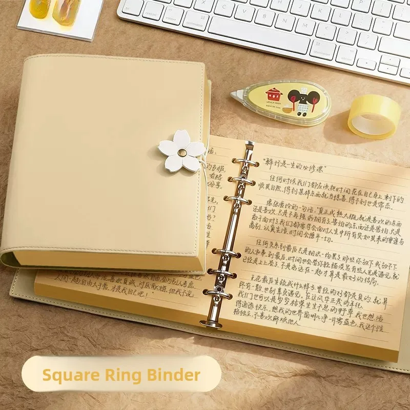 thickened-square-floral-tied-leather-paper-loose-leaf-notebook-soft-leather-surface-non-jarring-detachable-cover-notebook