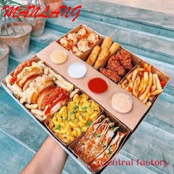 Custom  Custom Charcuterie Board Boxes With Lid, Platter Food Brunch Grazing Box Packaging, Takeaway Kraft Paper Box Lunch Box F