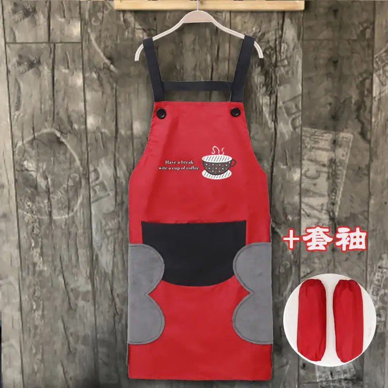 Washable apron women\'s fashion kitchen household adult waterproof and oil proof household cooking dirt resistant baking Bib