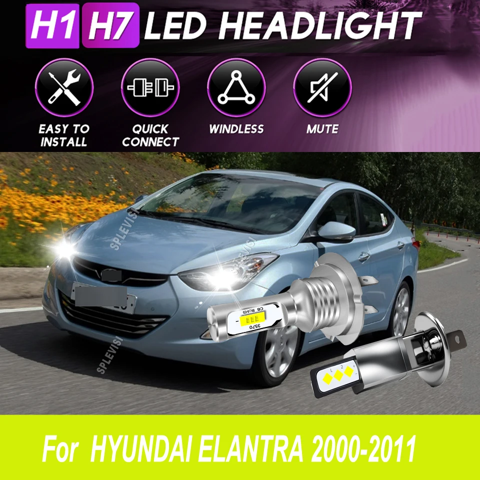 

H1 H7 Main Dipped Headlight LED HId White Headlamp Upgrad For HYUNDAI ELANTRA 2000 2001 2002 2003 2004 2005 2006 2007 2008-2011