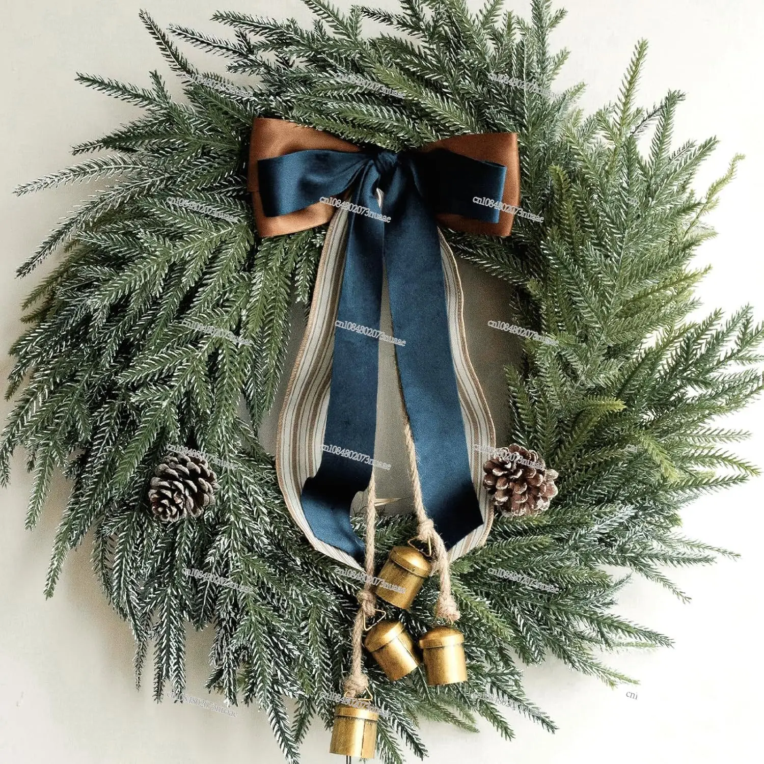 Christmas Bow Wreath Country Decoration Christmas Pine Cone Door Pendant Party Pendant