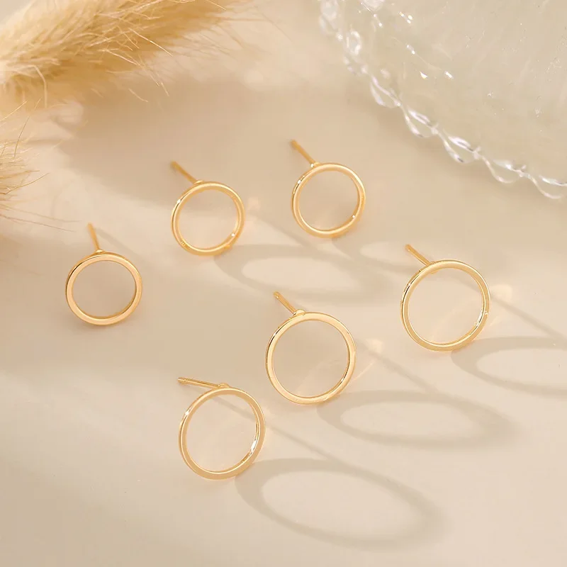 

4Pcs Brass Gold Plated Hammered Circle Post Earrings Geometric Triangle Stud For Diy Everyday Minimalist Earrings Jewelry Making