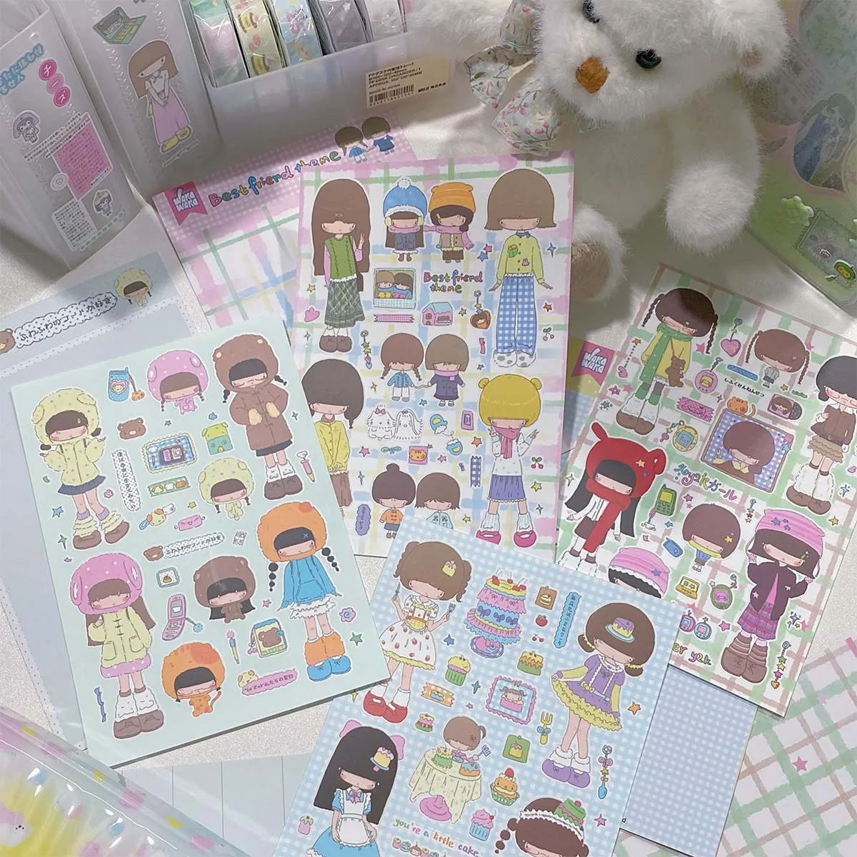 Kawaii naklejki papiernicze Doodle Scrapboooking kalkomanie dla majsterkowiczów rzemiosło artystyczne Album Journal Planner naklejki dekoracyjne