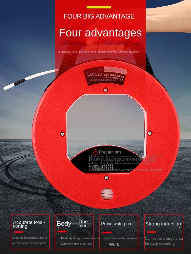 Wireless Pipeline Detector PVC Threading Pipe Blockage Tester Wall Pipe Locator Professional Electrician Inspection Tool