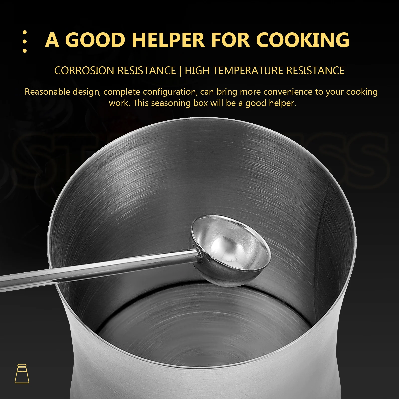 

1 Set Of Waist-Shaped Stainless Steel Spice Jar Corrosion Resistant High Temperature Kitchen Condiment Container For Salt Pepper