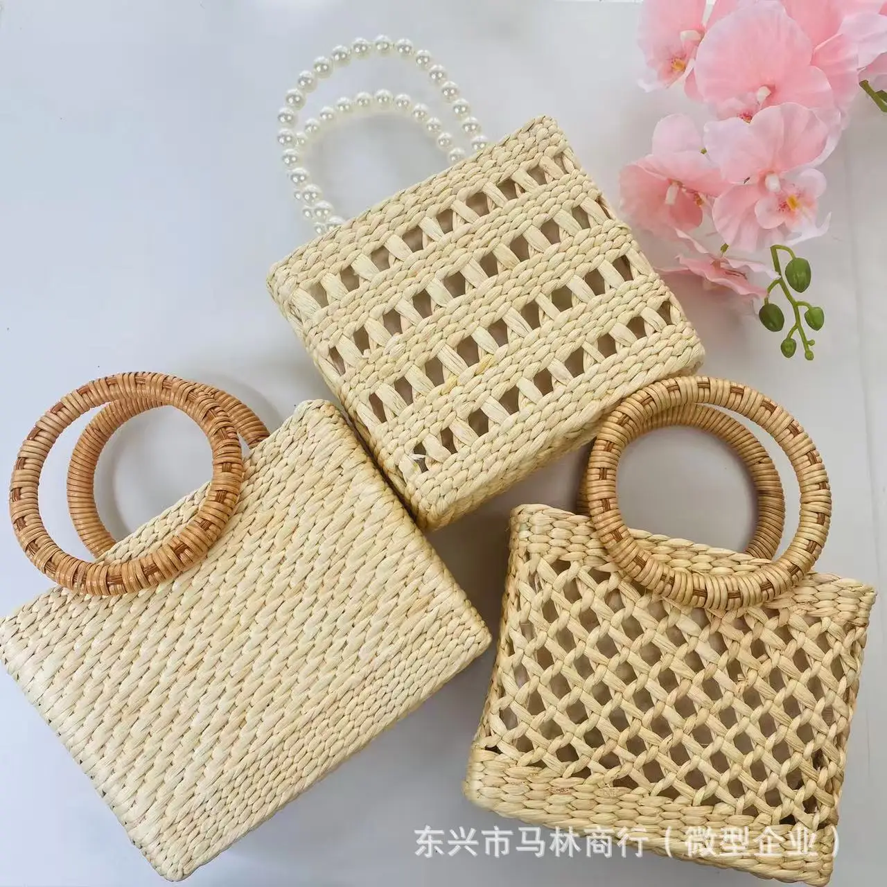 Handmade Woven Wicker with Hollowed Out Woven Wicker Bag, Women's Handbag, Shoulder Bag, Vacation Trip