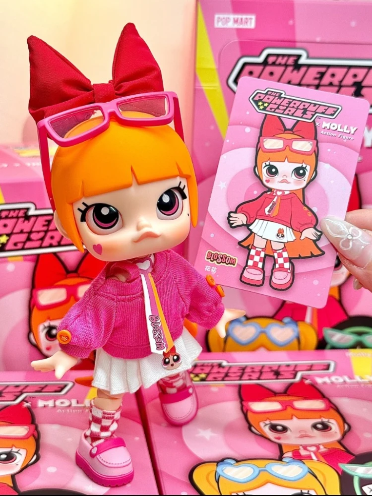 POPMART حقيقية مولي Powerpuff الفتيات سلسلة صندوق أعمى huahua الحركة الشكل الدمى العصرية لعبة مفاجأة هدية