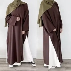 Abaya szlafrok garnitur Eid muzułmański dla kobiet 2-częściowy zestaw sukienki Jalabiya Ramadan Morocco Dubai Vestidos Abayas Kaftan Islam arabska sukienka