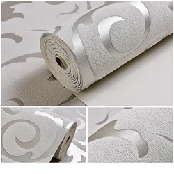 Papel tapiz Damasco victoriano plateado/dorado, revestimientos de paredes en relieve, rollo de papel de pared de hojas de níspero de lujo Floral plateado para el hogar, оkusи