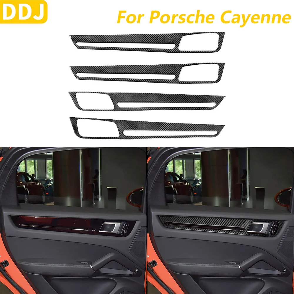 

Накладки на внутренние ручки дверей из настоящего мягкого карбона для Porsche Cayenne 9Y0 9YA 9YB E3 2018-2023, аксессуары для интерьера