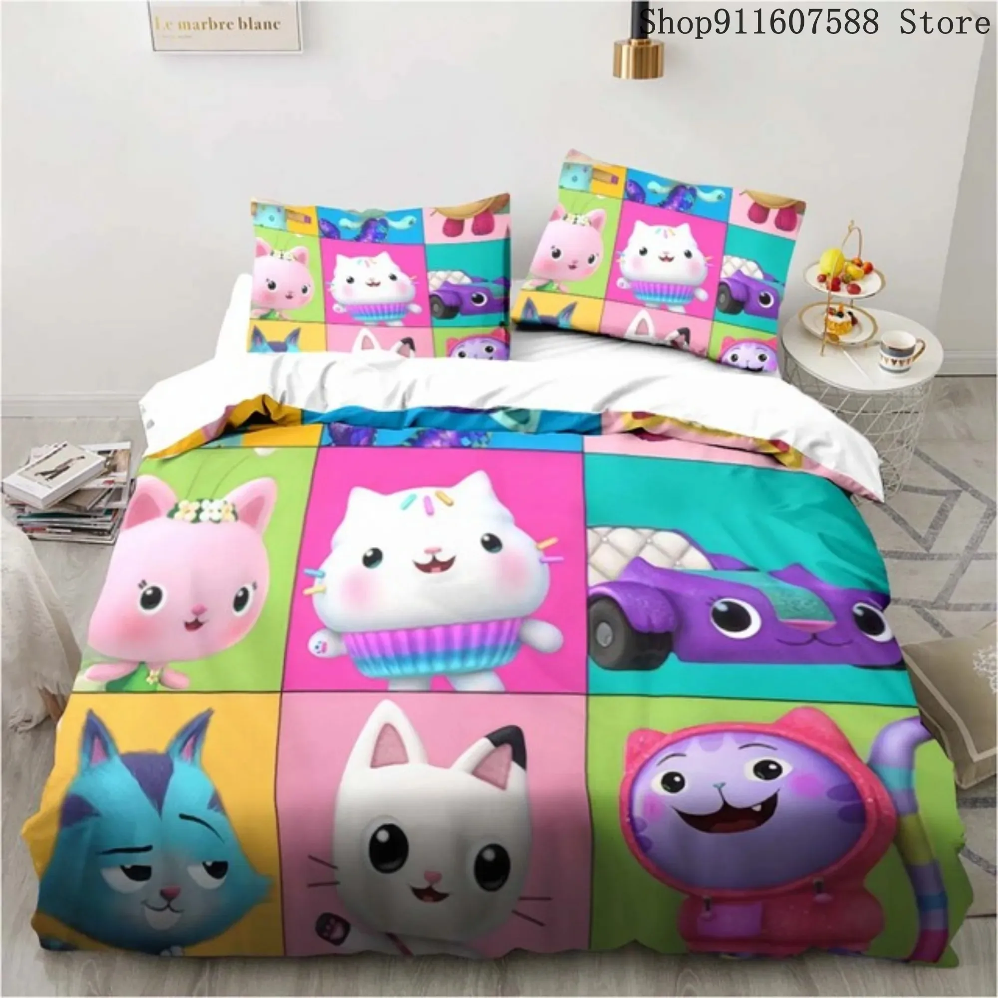 

Gabby's Dollhouse Kawaii Bedding Set For Bedroom Soft Modern Bedspreads Comefortable Kids Duvet Cover Quilt Cover And Pillowcase
