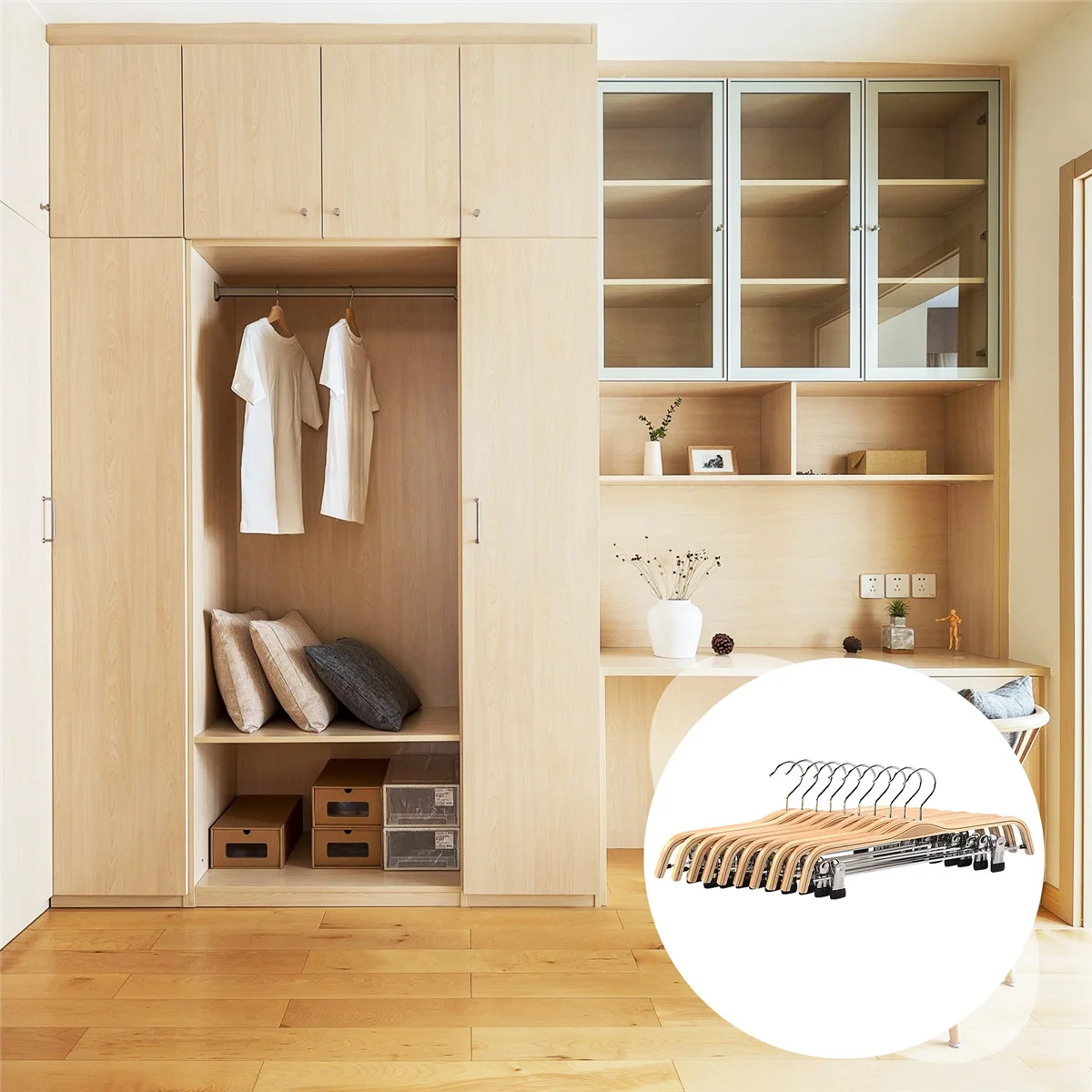 10er Pack Holzhose/Rock bügel aus massivem Finish mit Rostschutz clips Kleiderbügel