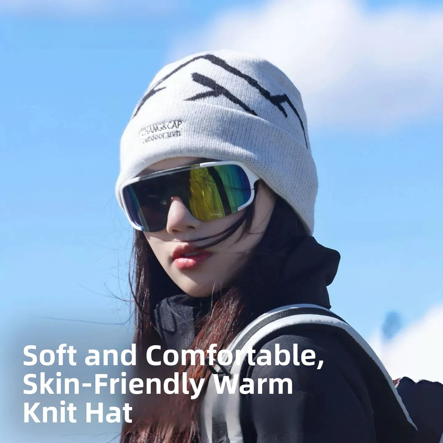 Women's Outdoor Knitted Woolen Hat Winter Warm Windproof Foldable round Top No Brim Cap Casual Style Climbing Mountain Cap