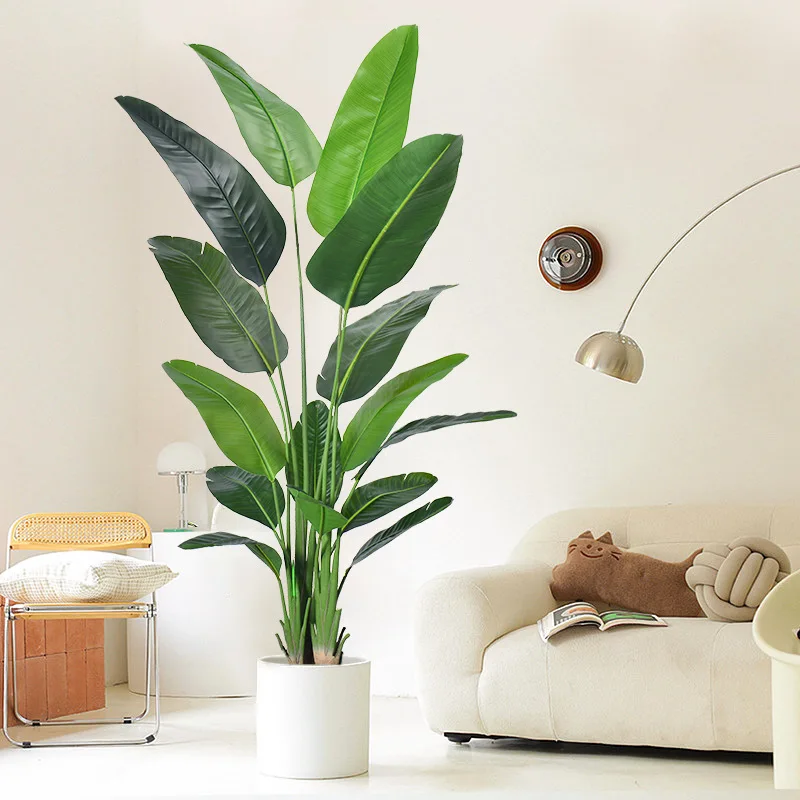 

Artificial Travelers Palm Plant Fake Banana Tree Potted Green Decor for Living Room Indoor Outdoor