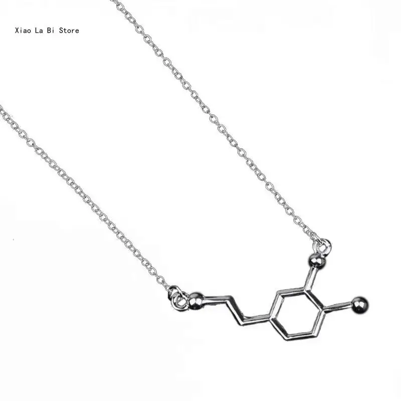 Dopamine Molecule Structure Necklace Adjustable Clavicle Chain  Formula Pendant Jewelry Pieces Graduation Gift XXFD