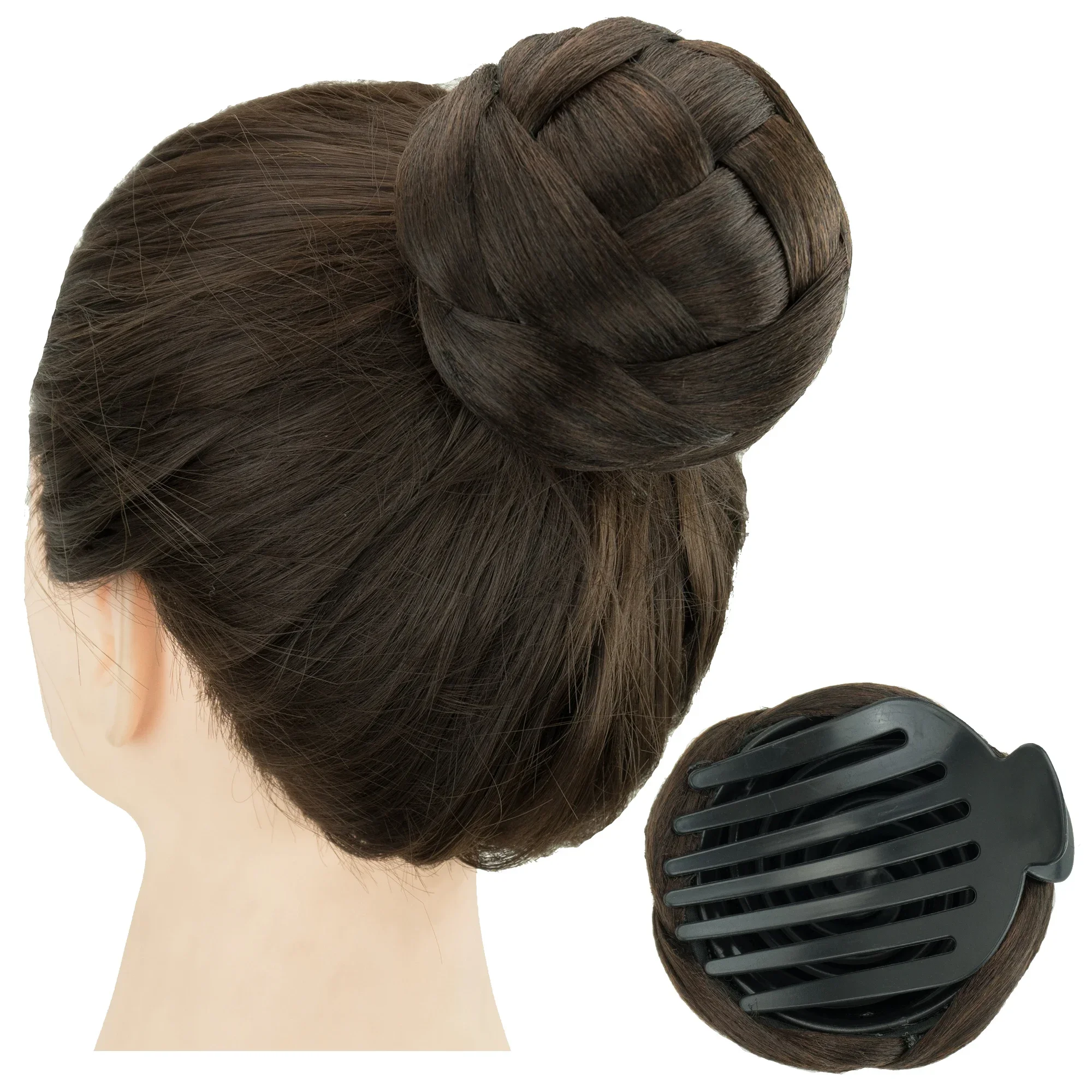 Syntetyczna spinka do włosów pleciony Chignon tancerz spinka do włosów pączek Scrunchies pazur sztuczny kok z włosów Cover Updo dla dziecka