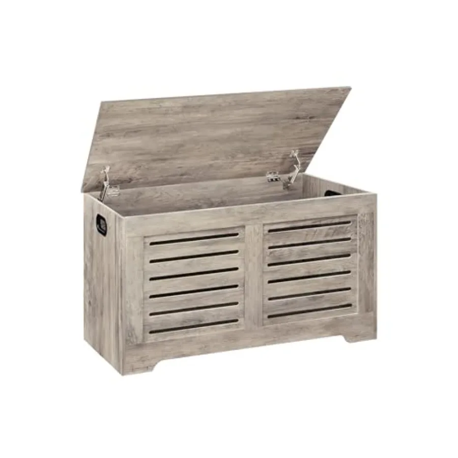 

Storage Chest Flip-Top Wooden Toy Box with 2 Safety Hinges Retro Entryway Shoe Storage Bench Sturdy Large Storage Trunk for Liv