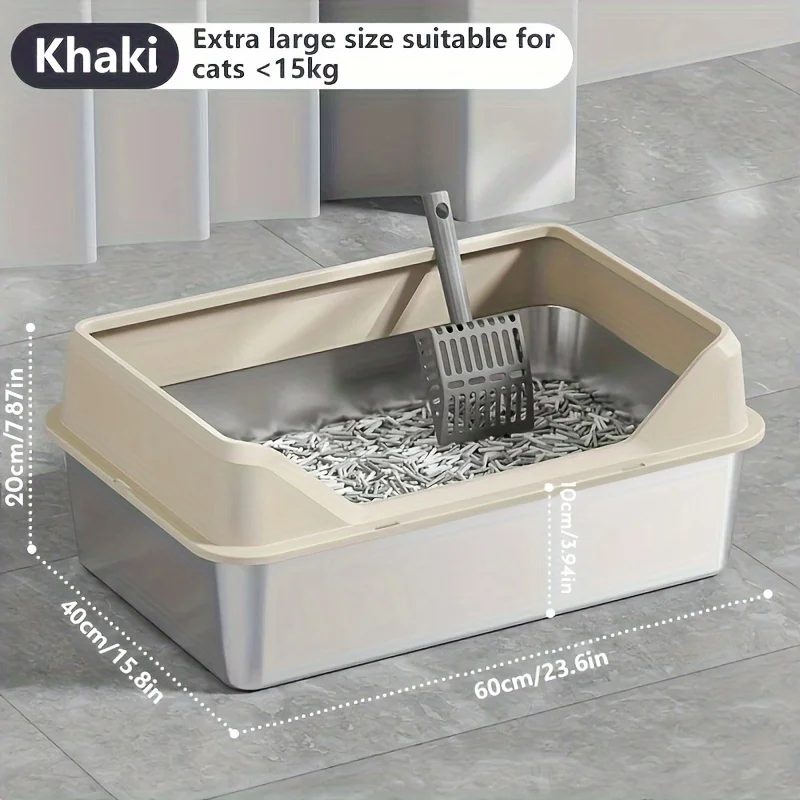 KEMORELA XL Extra Large Stainless Steel Litter Box Enclosure with Lid High Side Large Cat Litter Tray for Big Ncluding Scoop view 6