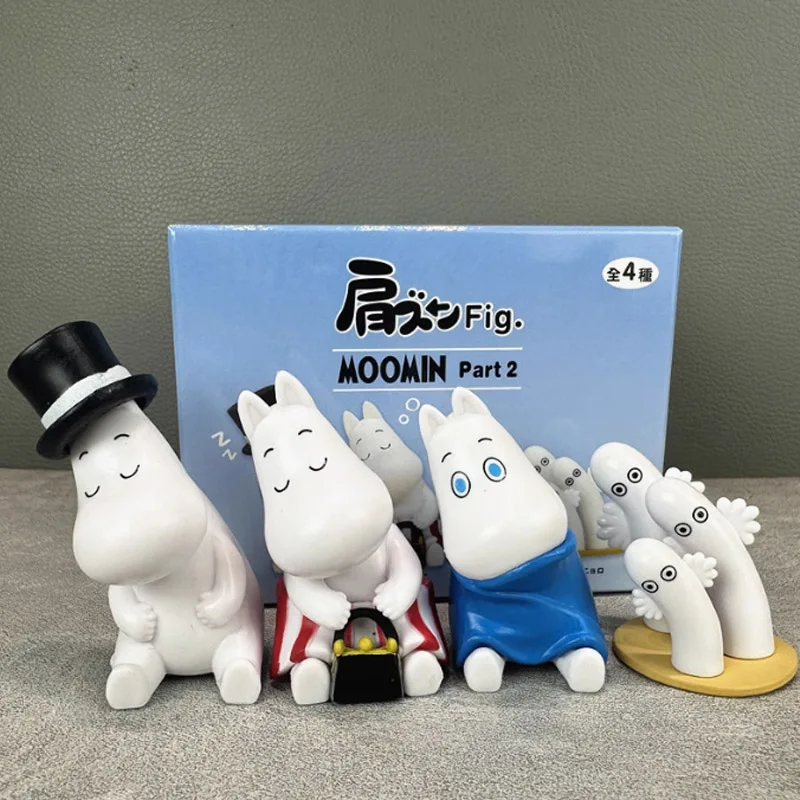 Anime figura moominses ombro a ombro sono sentado boneca caixa cega brinquedo bonito ornamento de mesa coleção modelo crianças presentes