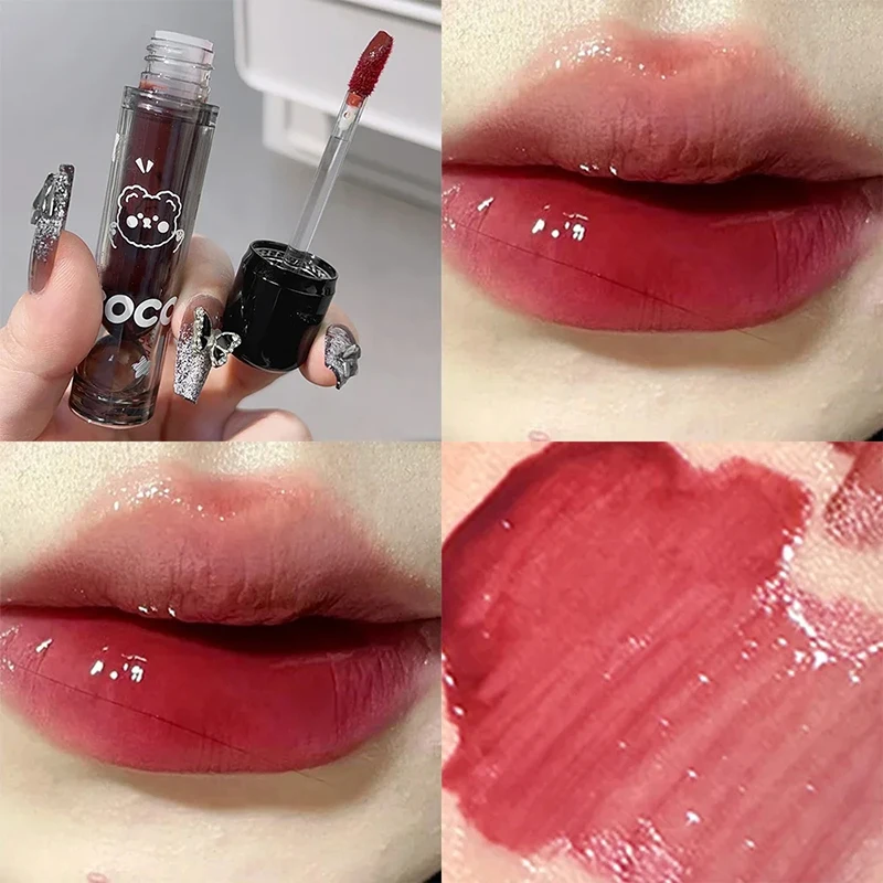 Lápiz labial resistente al agua con textura hidratante, brillo de labios de Color té rojo, tinte de labios desnudo duradero, Cosméticos de maquillaje