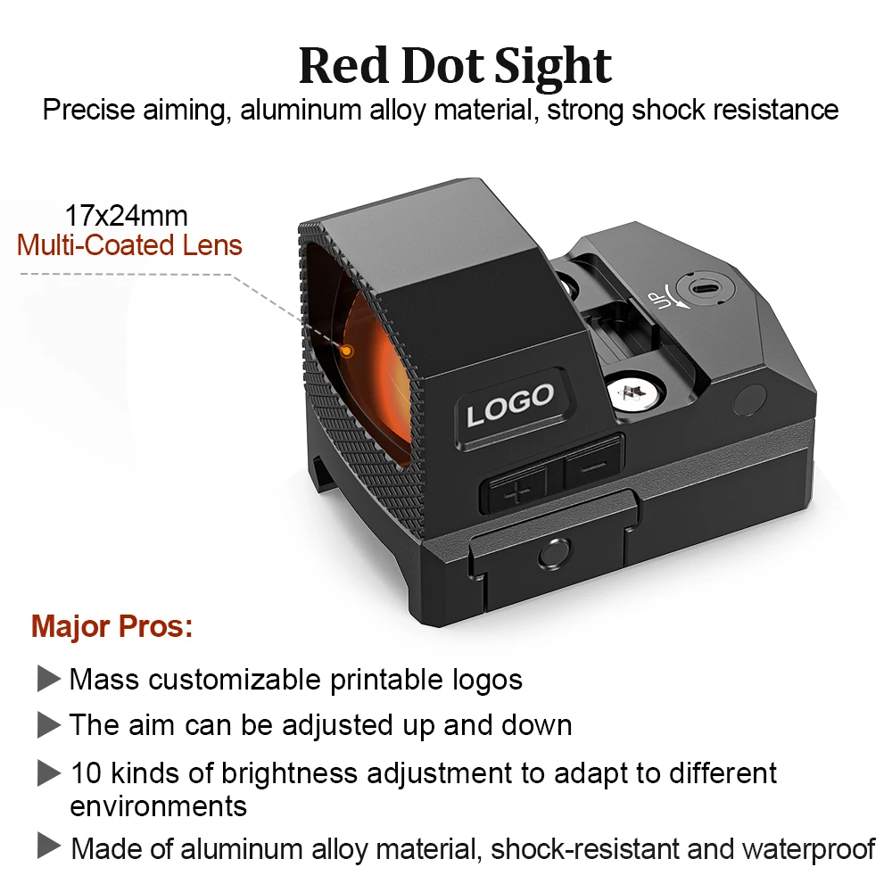 SRO RMR Red Dot Sight Tactical Optics Riflescope 20mm Rail Compatible for Glock Hunting Riflescope