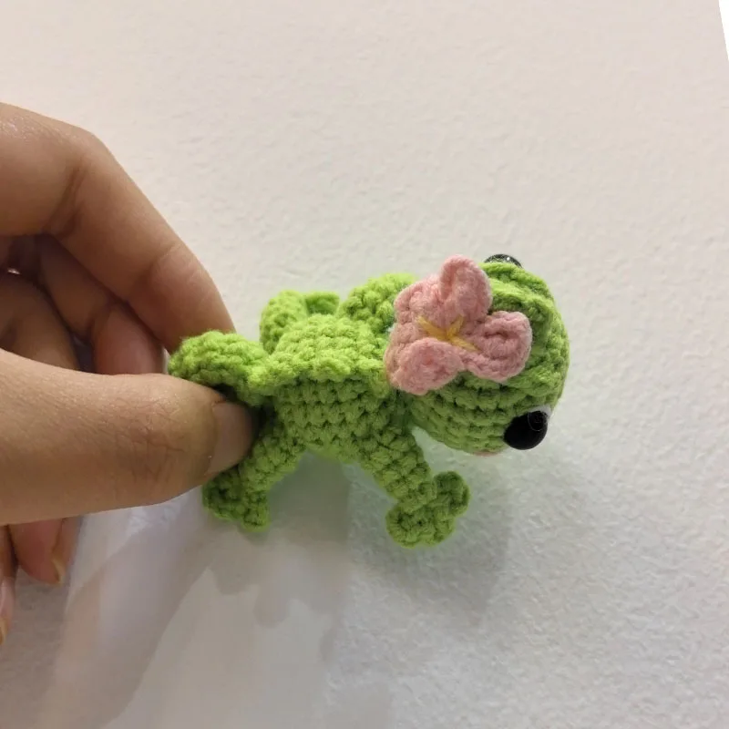 Cute Lizard Charm Keychains Cartoon Mini Hand Knitted Car Keyring Lovely Backpack Handbag Pendant Couple Keyholder