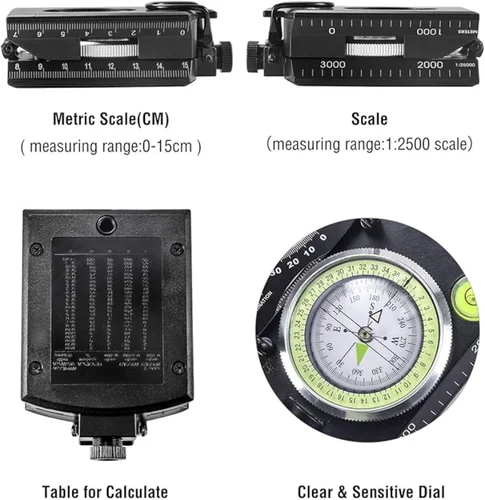 Imagen 2 del producto Compas militares multifuncionales de navegación con inclinómetro, resistentes a impactos, impermeables, para exteriores, senderismo, Camping