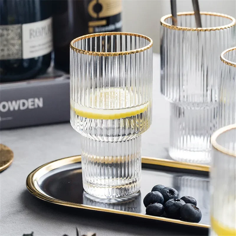 Nordic Phnom Penh Vertical Stripes Transparent Glass Fruit Juice Water Cup Milk Jug Water Bottle Glass Wine Cup Household Kettle