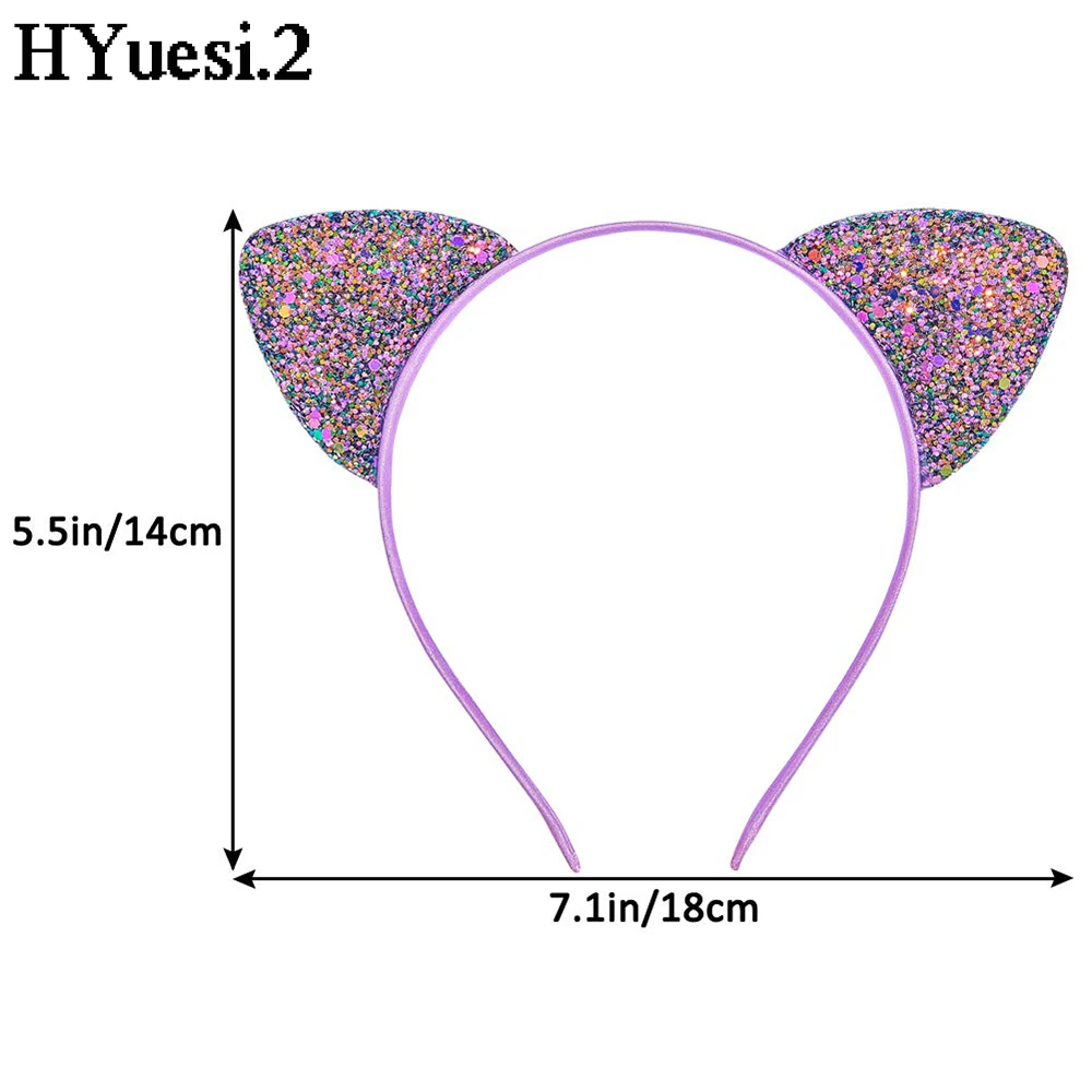 猫の耳が付いた光沢のあるスパンコール付きヘッドバンド,女性と女の子のための光沢のあるヘアピース,ハロウィーンのパーティーの装飾,毎日の使用