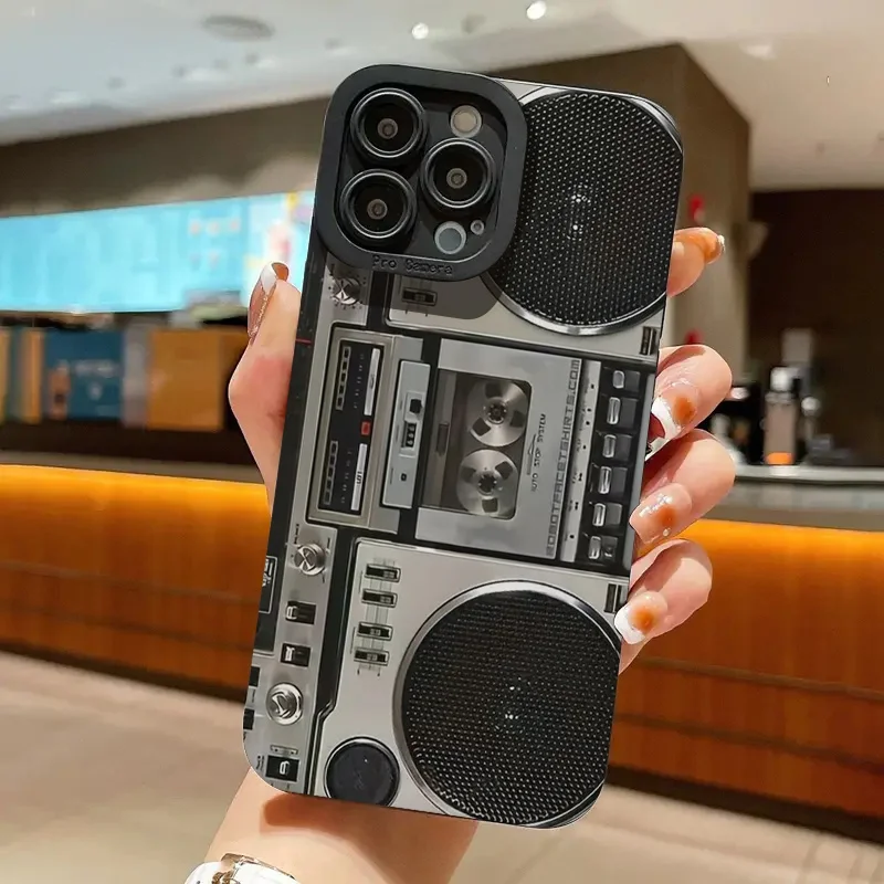 Radio Pattern Matte Silicone Phone Case For iPhone 15 14 13 12 11 Pro Max XS X XR 7 8 Plus SE 2022 Shockproof Soft Bumper Cover image 4