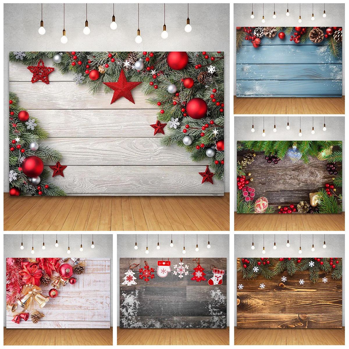 ฉากหลังคริสต์มาสไม้กระดานไม้กระดานไม้กระดานไม้กระดานไม้พื้นหลังการถ่ายภาพไฟดาวประดับเกล็ดหิมะของตกแต่งงานปาร์ตี้ตามสั่ง
