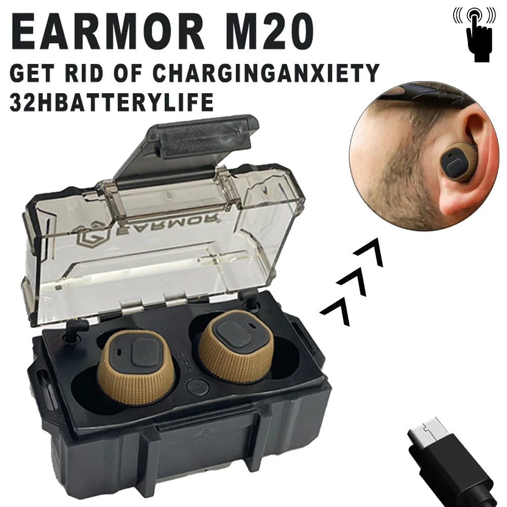 

Беруши Earmor M20, электронные противошумные беруши с шумоподавлением для стрельбы, защита слуха
