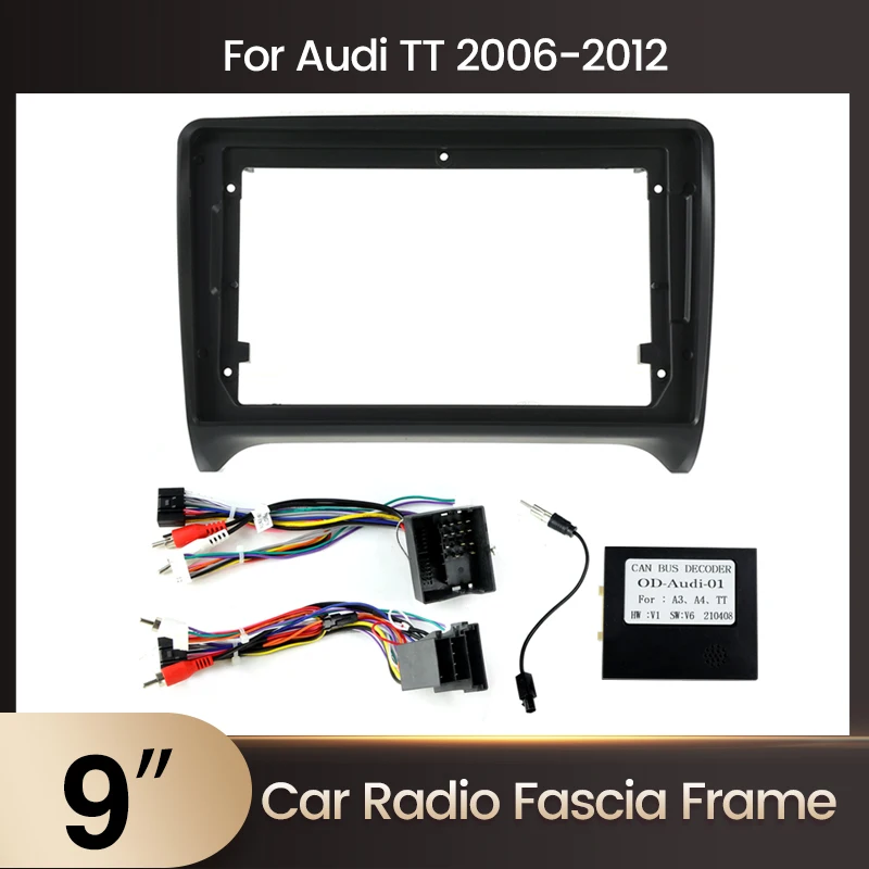

Для Audi TT MK2 8J 2006 2007-2012 9-дюймовый Android автомобильный радиоприемник, рамка, жгут проводов Canbus Box, монтажная панель, комплект отделки приборной панели