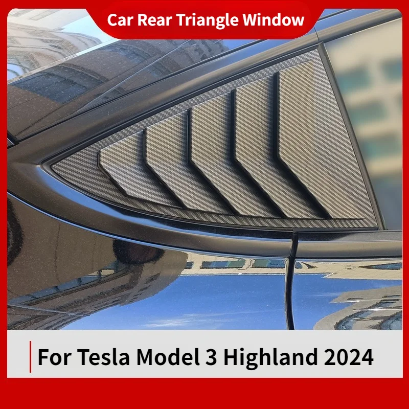 

For Tesla New Model 3/3+ Highland 2024 Car Rear Triangle Window Shutters Sunshade Modified Decoration Carbon Fiber Accessories