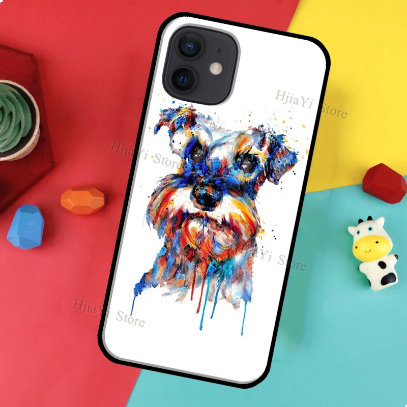 Cartoon Schnauzer Dog Cover For iPhone 16 15 13 Pro Max 12 Mini Plus X XR XS Max 11 14 Pro Max Phone Case